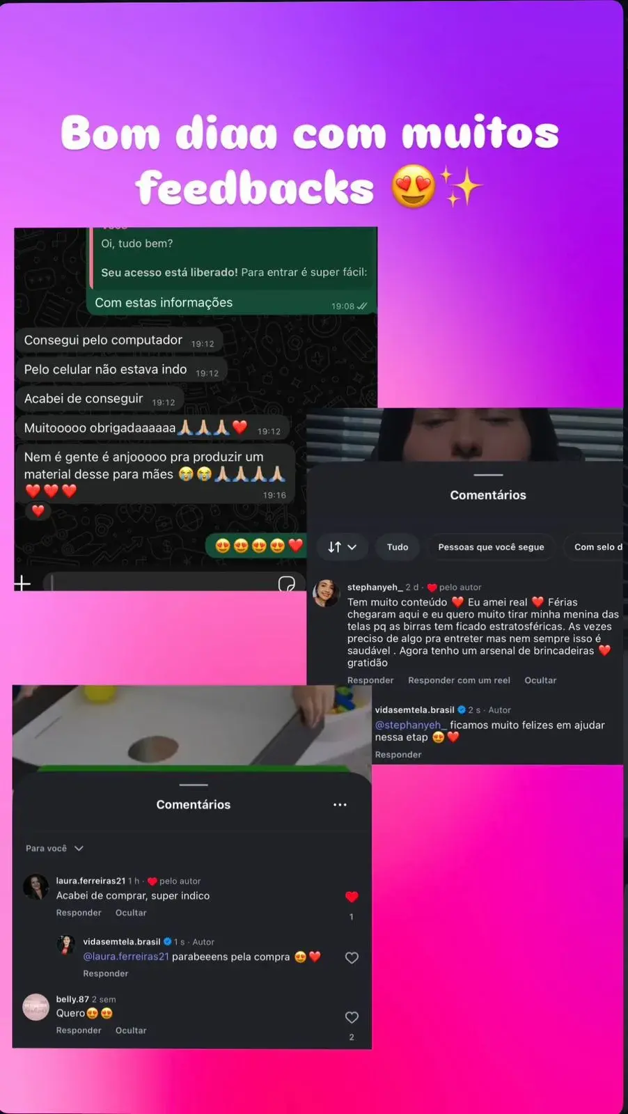 Mensagem de mãe que usa o Vida Sem Telas