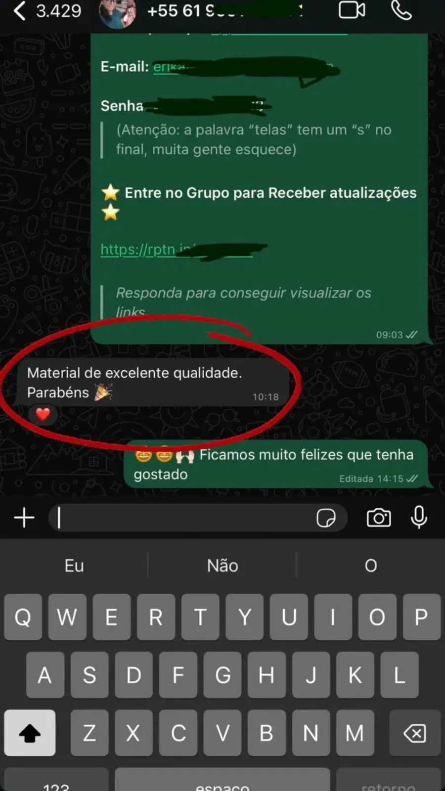 Mensagem de mãe que usa o Vida Sem Telas