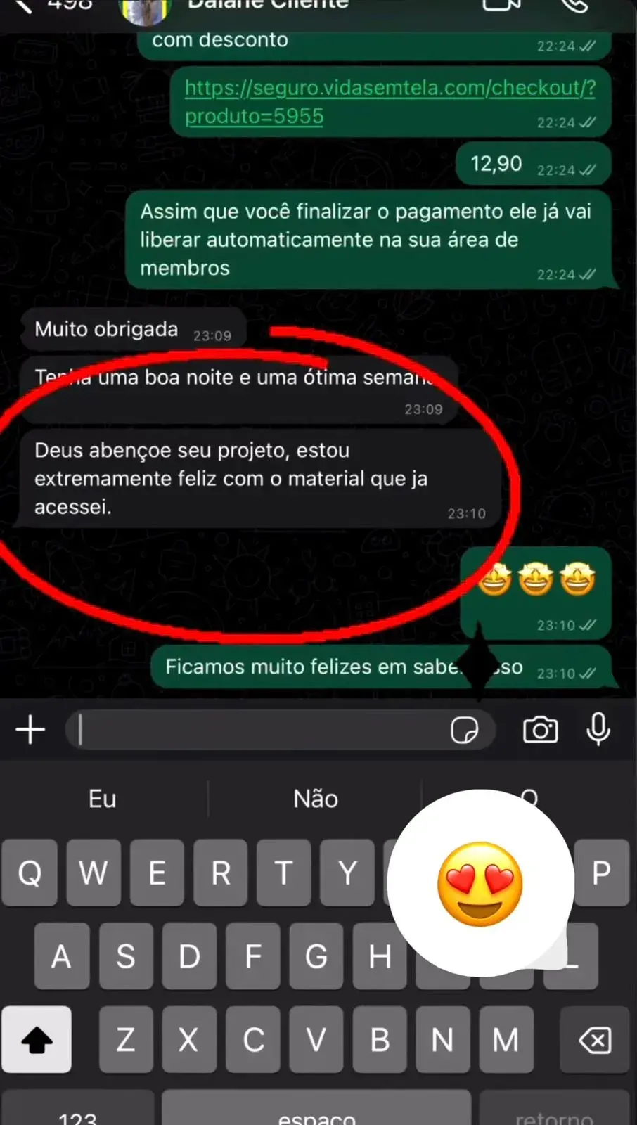 Mensagem de mãe que usa o Vida Sem Telas